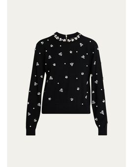 ALICE + OLIVIA Carolee Embellished Crewneck Sweater