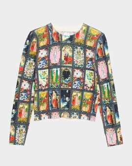 ALICE + OLIVIA Carolee Tarot Printed Crewneck Sweater