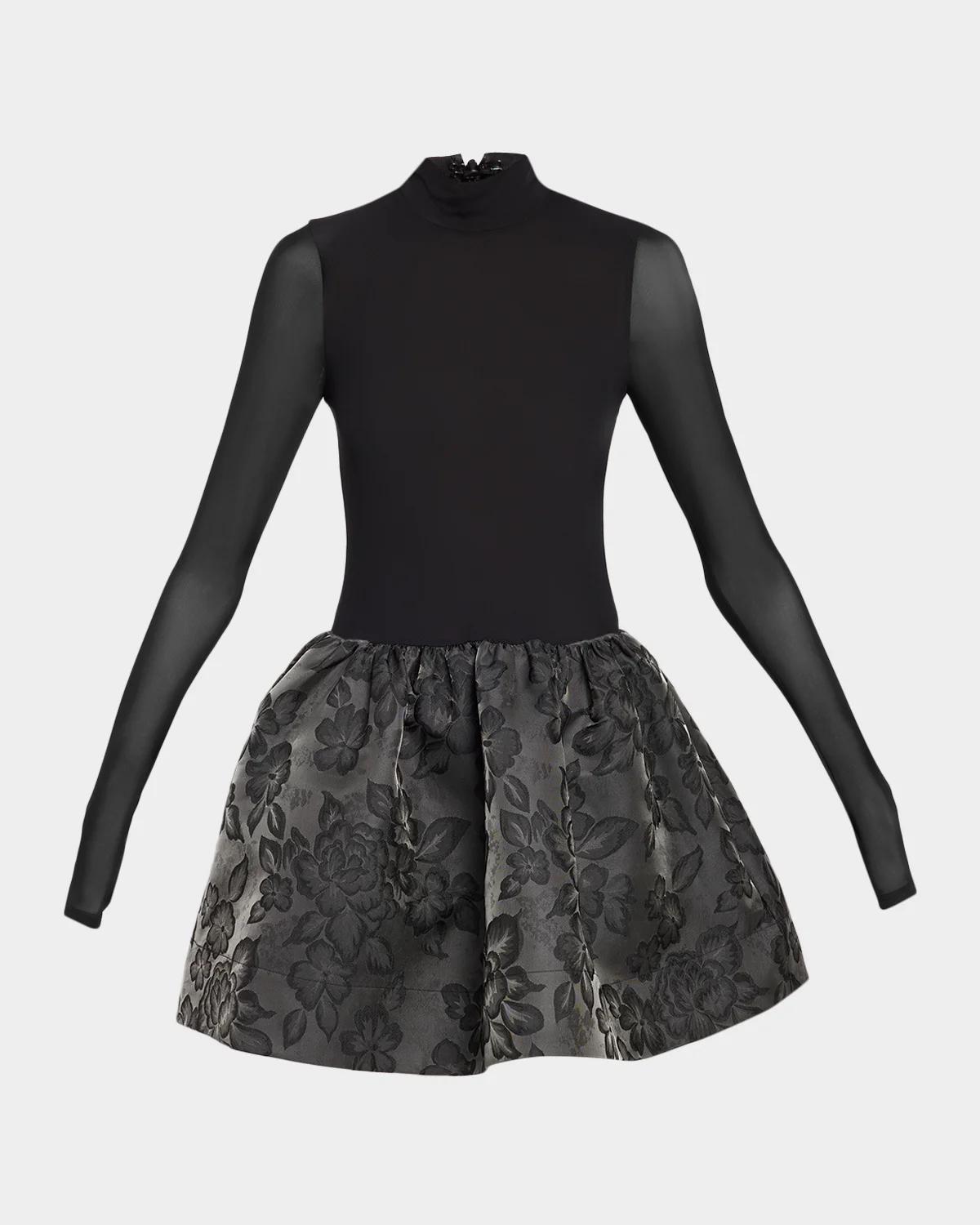 ALICE + OLIVIA Chara Combo Drop-Waist Mini Dress