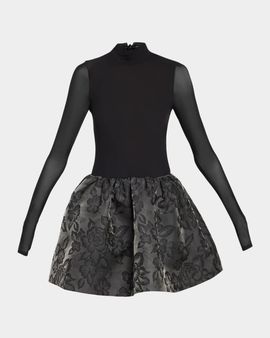 ALICE + OLIVIA Chara Combo Drop-Waist Mini Dress
