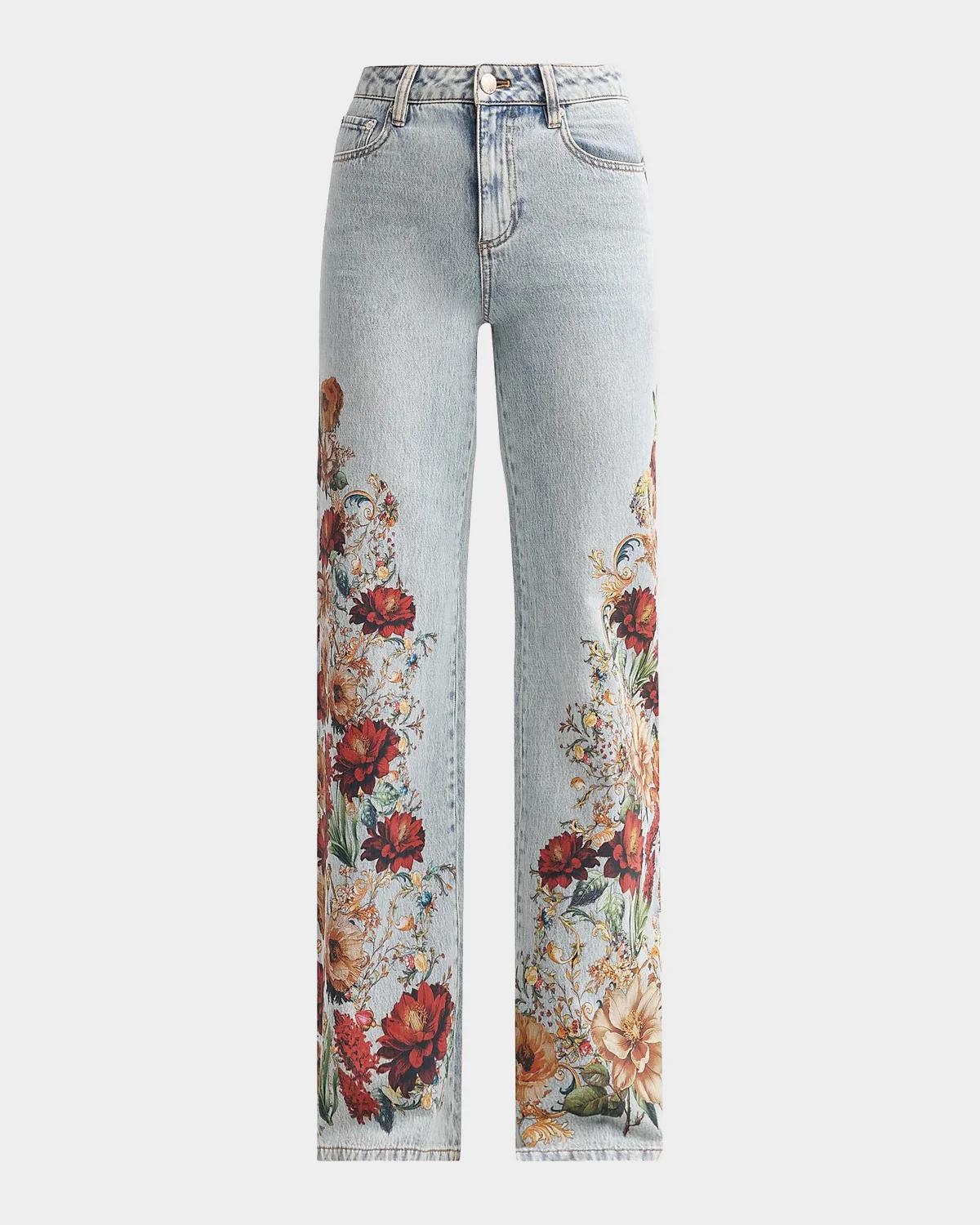 ALICE + OLIVIA Chic Floral High-Rise Jeans