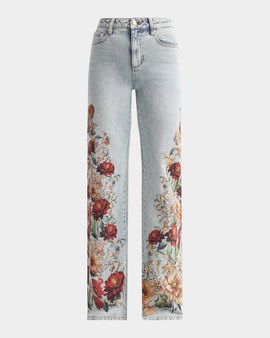 ALICE + OLIVIA Chic Floral High-Rise Jeans