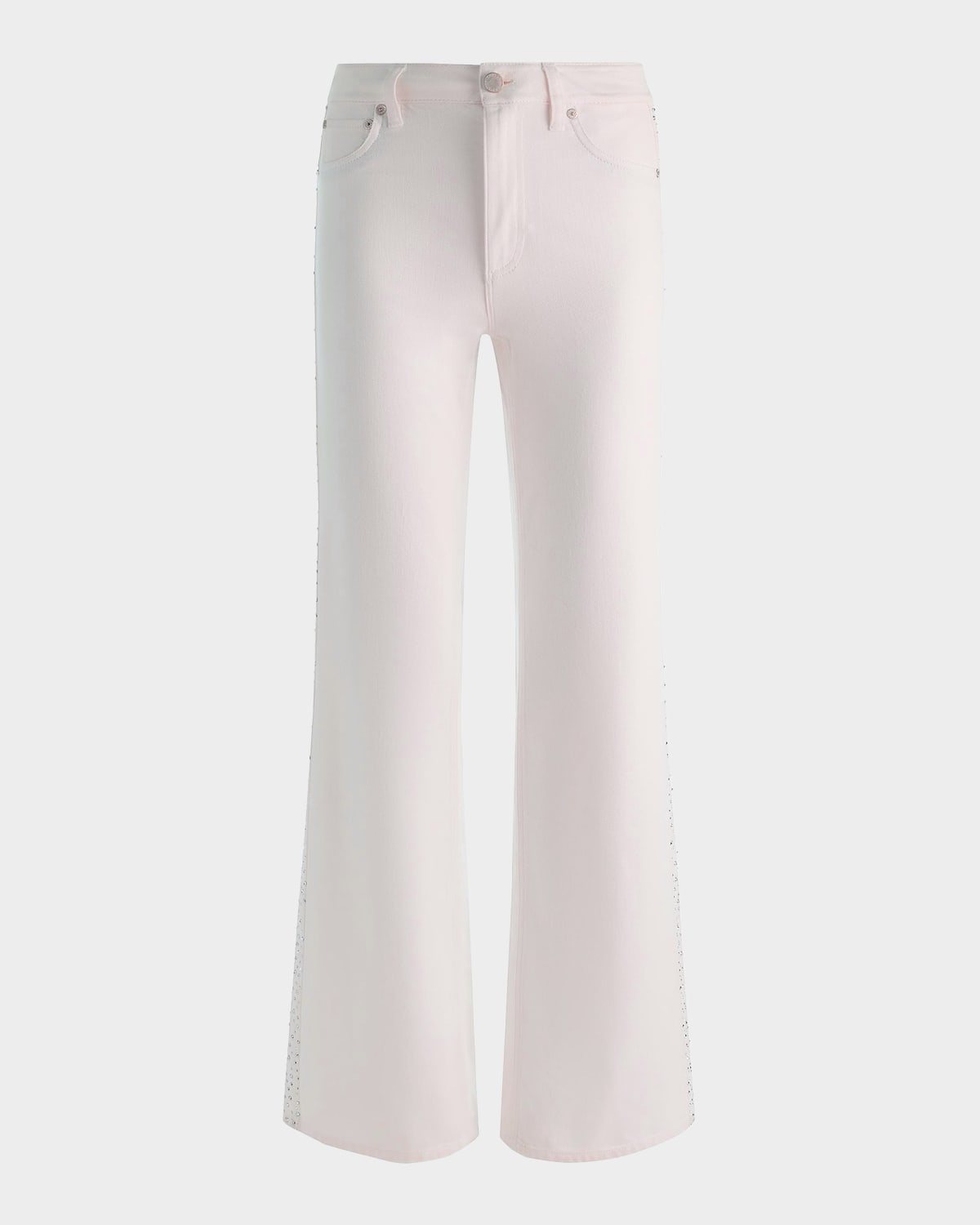 ALICE + OLIVIA Chic High-Rise Embellished Striped Jeans