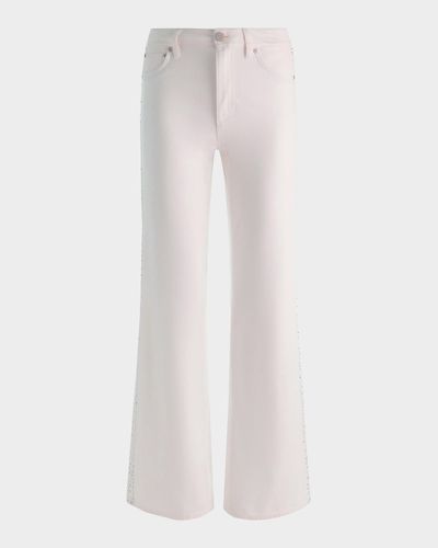 ALICE + OLIVIA Chic High-Rise Embellished Striped Jeans