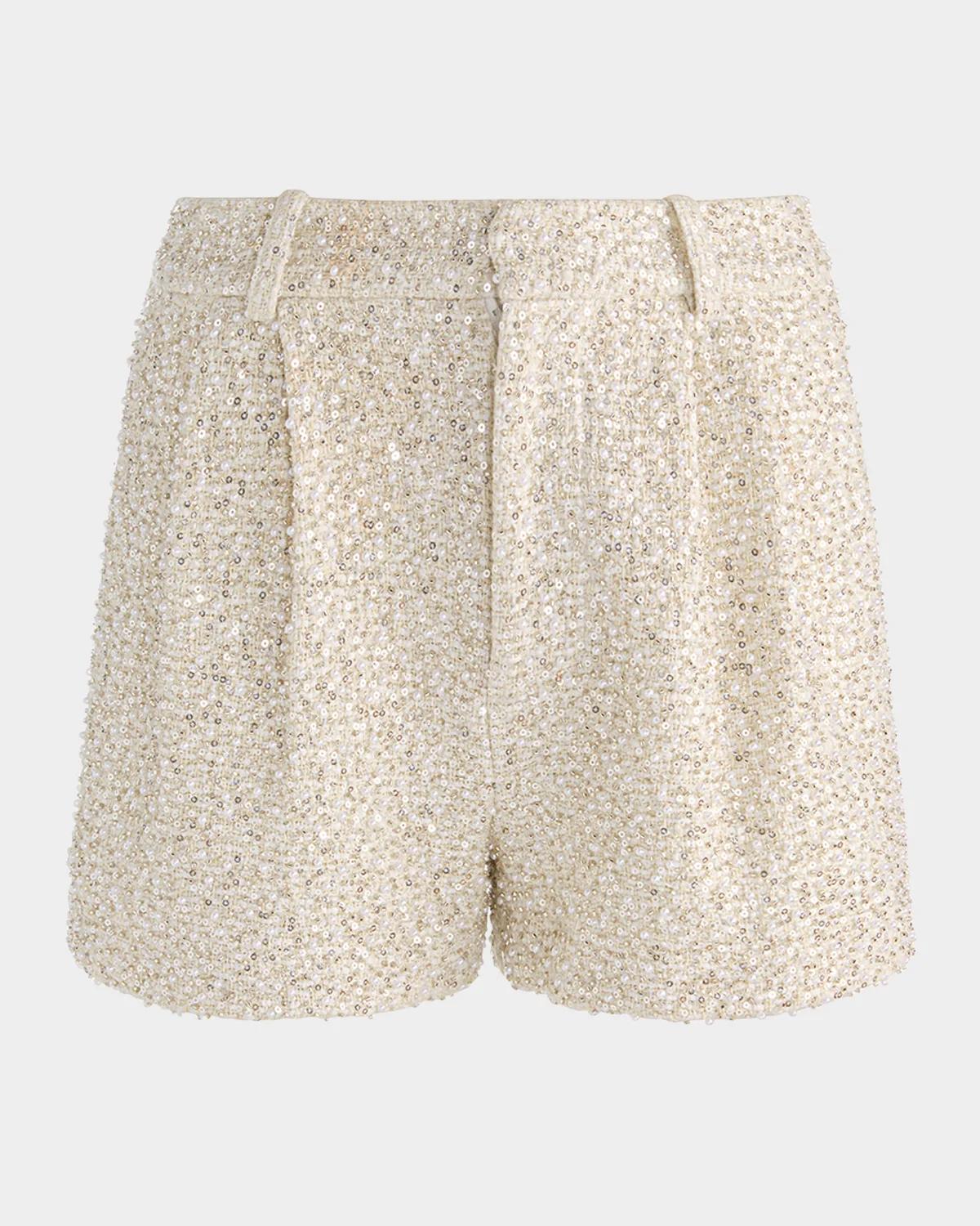 ALICE + OLIVIA Conry Embellished Tweed Shorts
