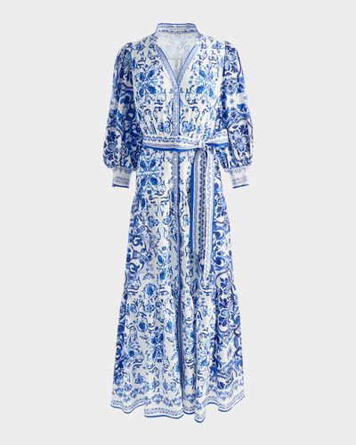 ALICE + OLIVIA Cora Printed Cotton Voil Maxi Shirtdress