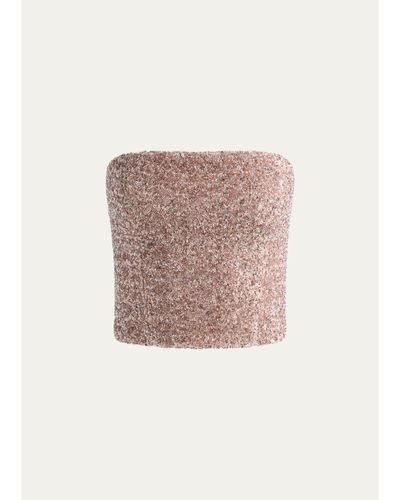 ALICE + OLIVIA Cosette Sequined Strapless Top
