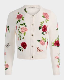 ALICE + OLIVIA Dollie Embroidered Cardigan