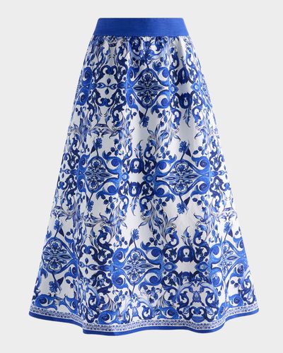ALICE + OLIVIA Earla Linen Midi Skirt