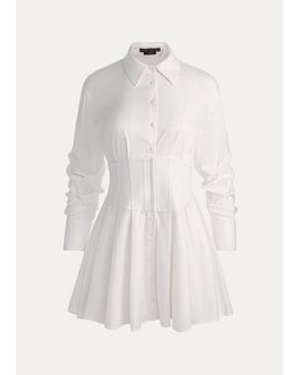 ALICE + OLIVIA Edie Corset Button-Front Mini Dress