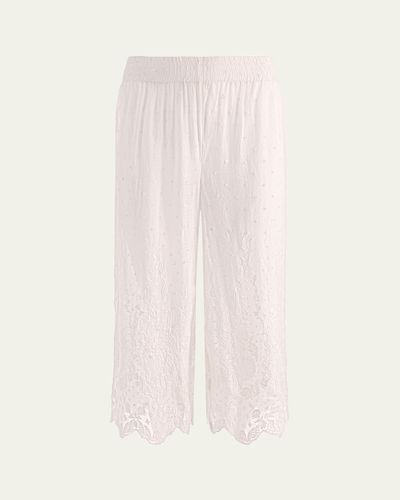 ALICE + OLIVIA Elba Embroidered Cotton Pants