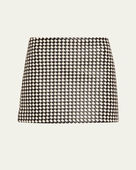 ALICE + OLIVIA Eleana Woven Vegan Leather Mini Skirt
