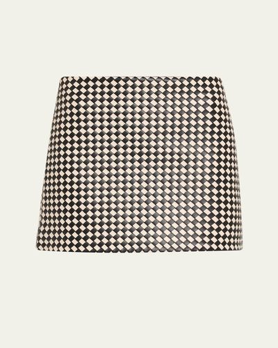 ALICE + OLIVIA Eleana Woven Vegan Leather Mini Skirt