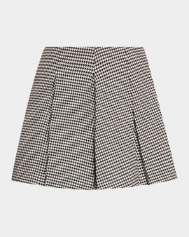 ALICE + OLIVIA Emilie Houndstooth Pleated Mini Skirt