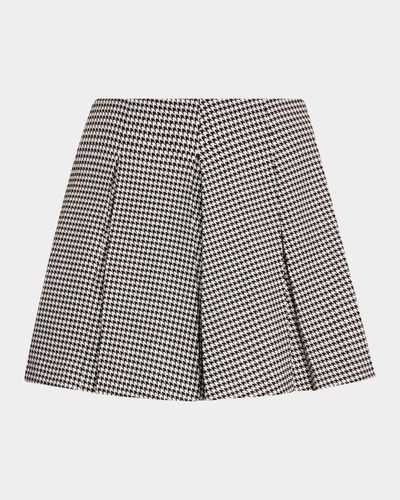 ALICE + OLIVIA Emilie Houndstooth Pleated Mini Skirt