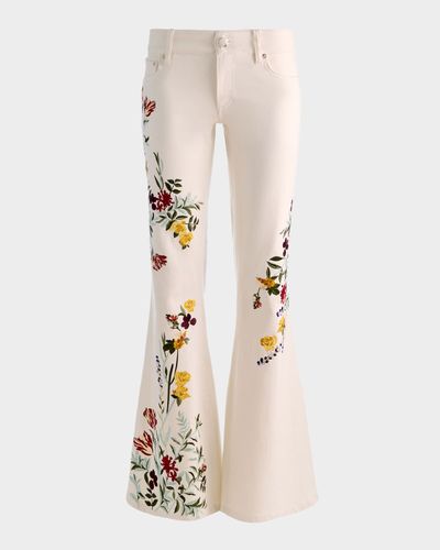 ALICE + OLIVIA Emryn Floral Ultra Low-Rise Flare Jeans