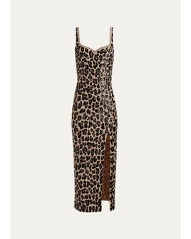 ALICE + OLIVIA Eve Embellished Sweetheart Midi Gown