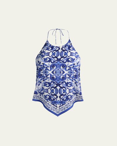 ALICE + OLIVIA Frenchie Handkerchief Halter Top