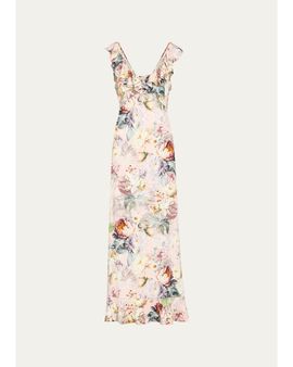 ALICE + OLIVIA Gemma Ruffle-Trim Floral Maxi Dress