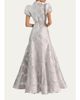 ALICE + OLIVIA Henrietta Belted Metallic Jacquard Gown - 3