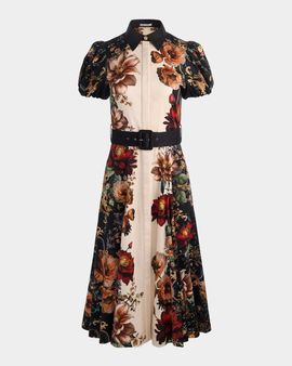 ALICE + OLIVIA Henrietta Floral Belted Midi Dress