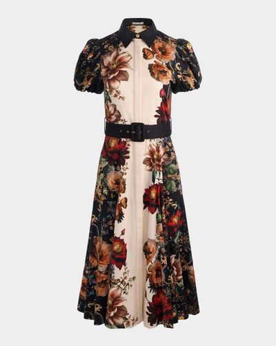 ALICE + OLIVIA Henrietta Floral Belted Midi Dress