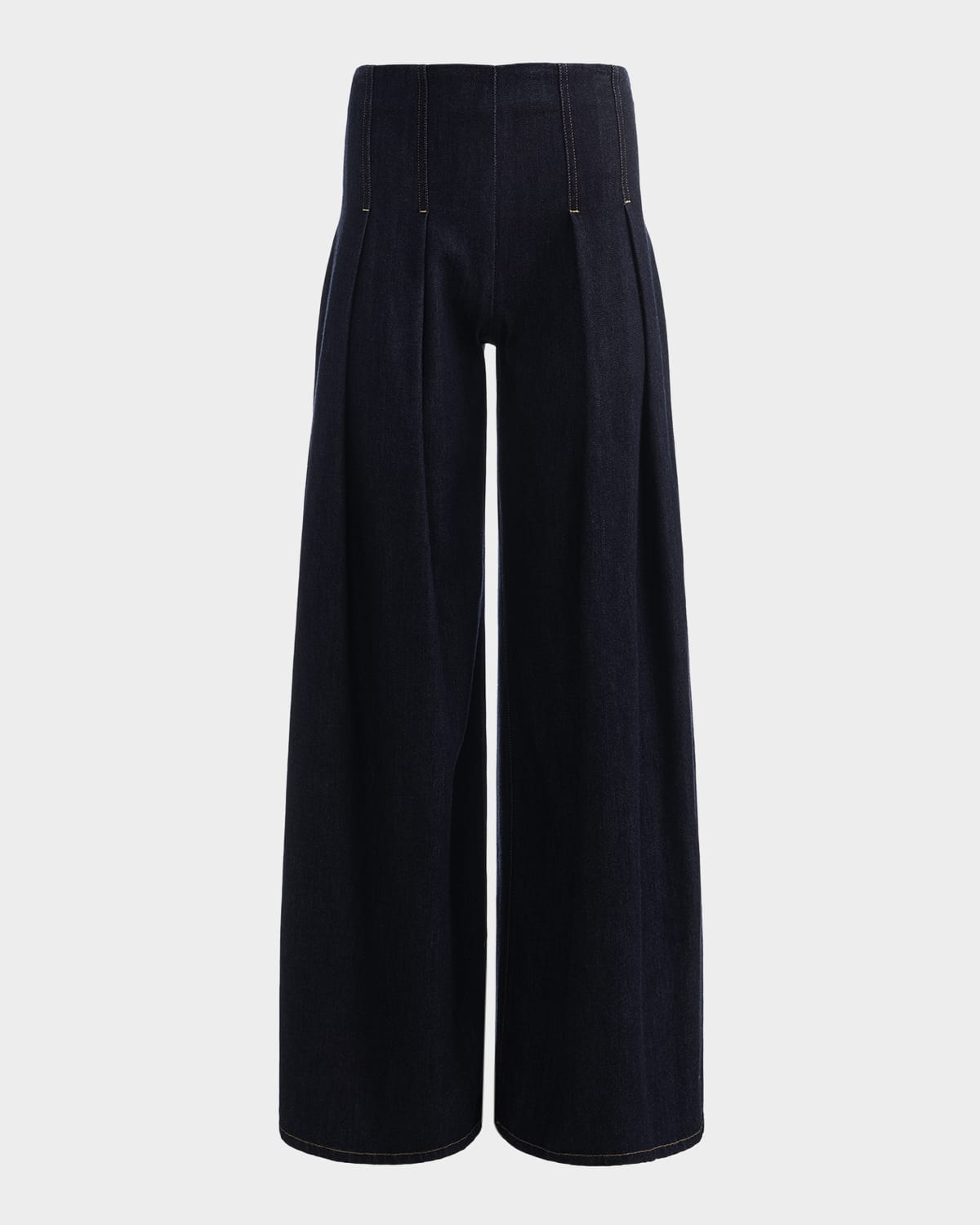 ALICE + OLIVIA Henry Pleated Denim Trousers