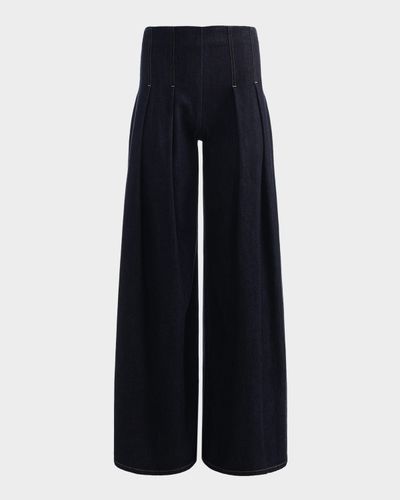 ALICE + OLIVIA Henry Pleated Denim Trousers