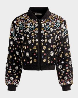 ALICE + OLIVIA Jackie Embellished Cropped Jacket