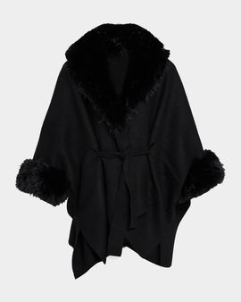 ALICE + OLIVIA Joanne Faux-Fur Trim Wool Sweater Coat