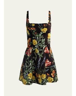ALICE + OLIVIA Julia Floral Print Mini Dress