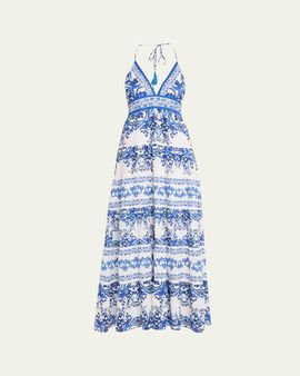 ALICE + OLIVIA Karolina Tiered Halter Maxi Dress
