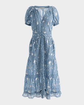 amina corset denim dress Amina Corset Denim Fit & Flare Minidress (Women)