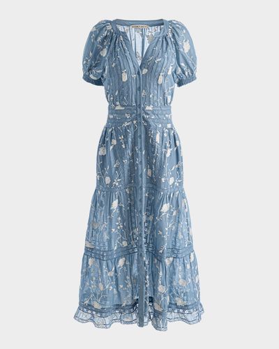 ALICE + OLIVIA Kathryn Lace-Trim Midi Shirtdress