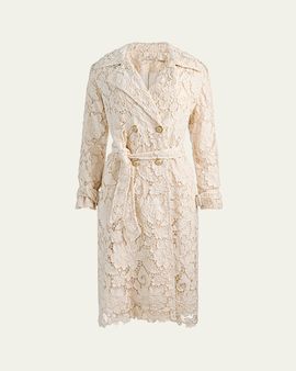 ALICE + OLIVIA Keith Eyelet Midi Trench Coat