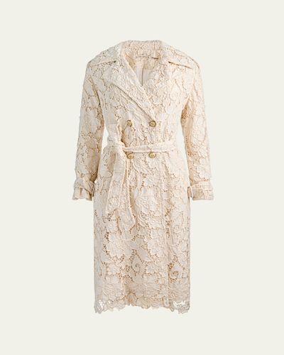 ALICE + OLIVIA Keith Eyelet Midi Trench Coat