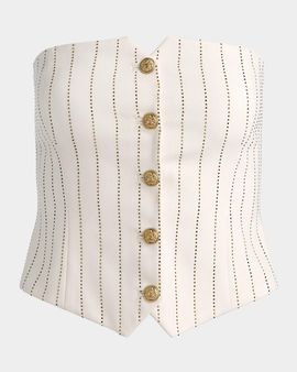 ALICE + OLIVIA Kelcey Striped Embellished Strapless Vest