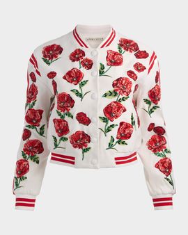 ALICE + OLIVIA Keri Embellished Varsity Jacket