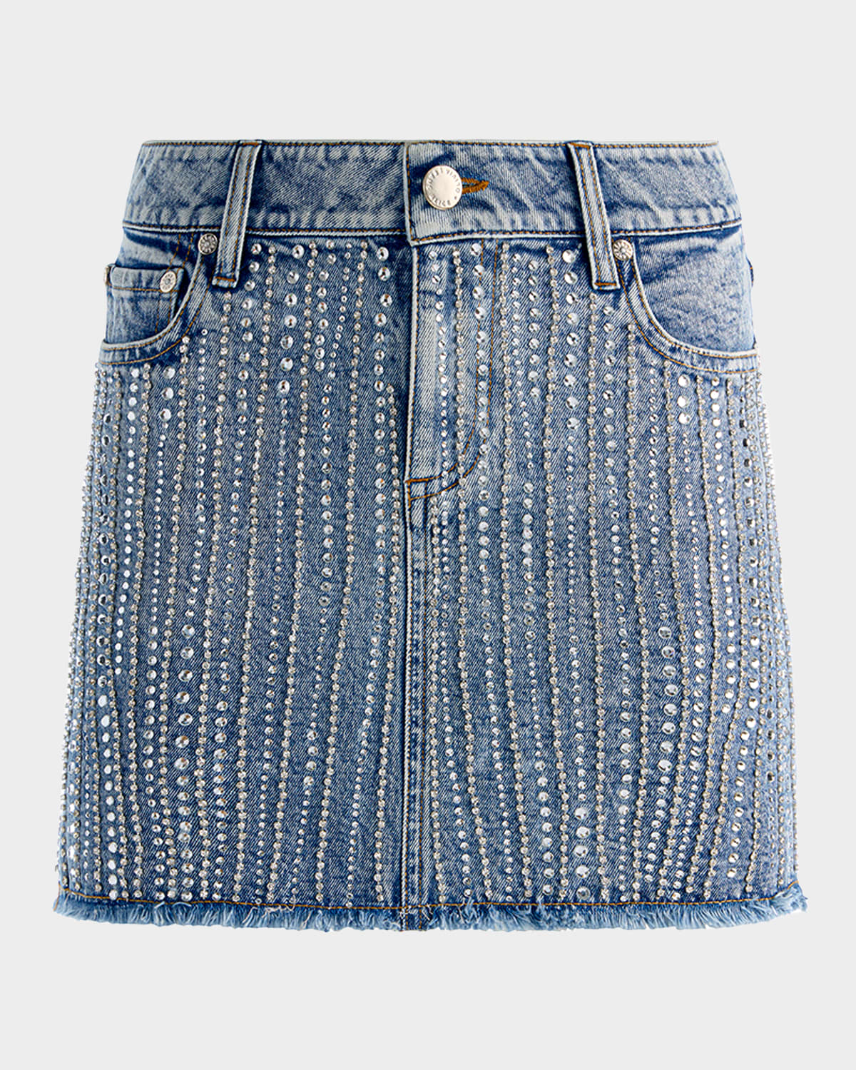 ALICE + OLIVIA Kiera Embellished Denim Mini Skirt