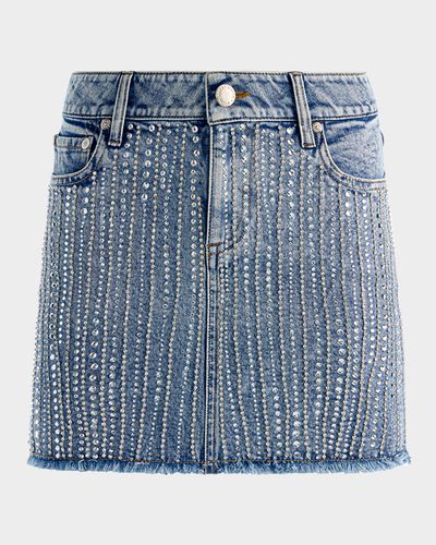 ALICE + OLIVIA Kiera Embellished Denim Mini Skirt
