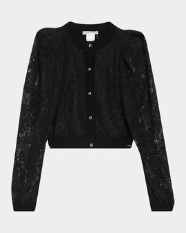 ALICE + OLIVIA Kitty Lace Overlay Cardigan