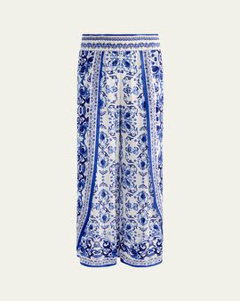 ALICE + OLIVIA Larissa Smocked Open Pleat Pants