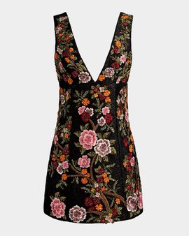 ALICE + OLIVIA Mandy Embroidered Mini Dress