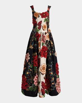 ALICE + OLIVIA Maxine Floral Embellished Gown