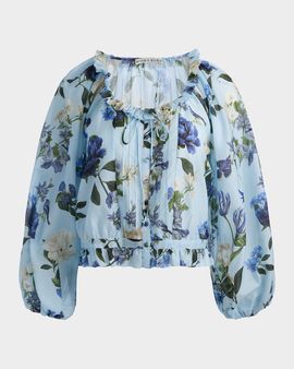ALICE + OLIVIA McLaine Cropped Button-Front Blouse