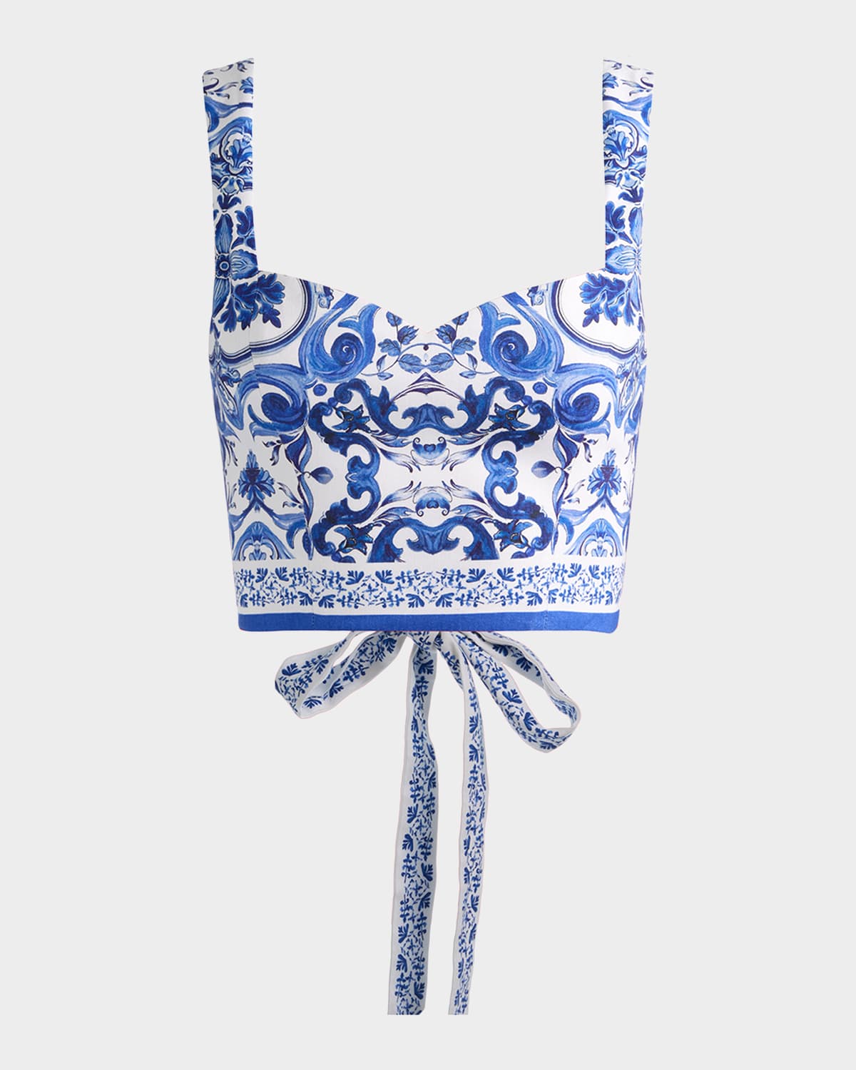 ALICE + OLIVIA Miriam Printed Linen Crop Top