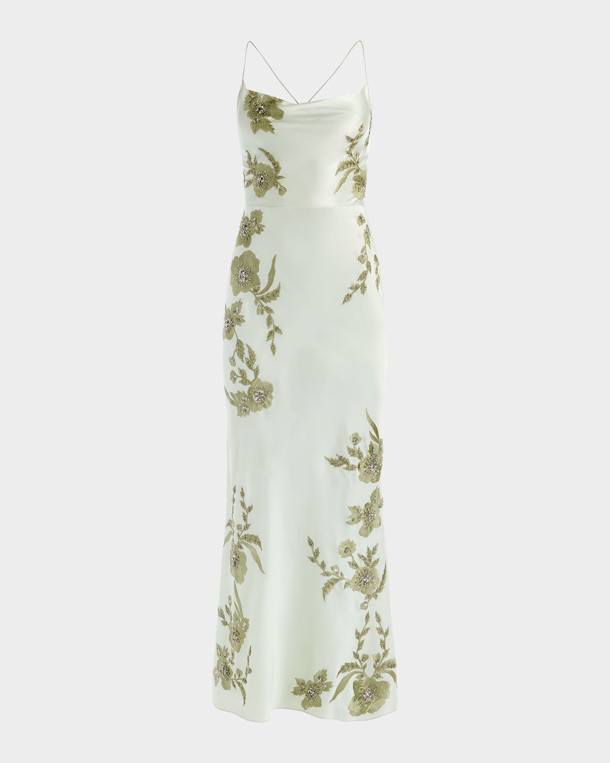 ALICE + OLIVIA Montana Floral-Embellished Cowlneck Maxi Dress