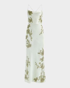 ALICE + OLIVIA Montana Floral-Embellished Cowlneck Maxi Dress