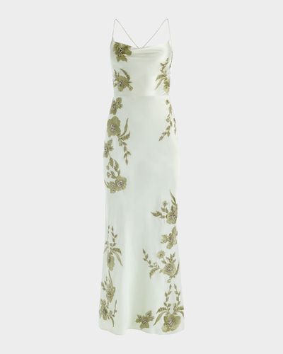 ALICE + OLIVIA Montana Floral-Embellished Cowlneck Maxi Dress