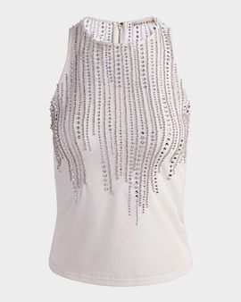 ALICE + OLIVIA Pania Embellished Sleeveless Top